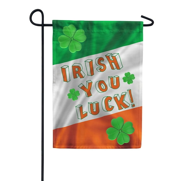 America Forever Happy St Patricks Day Luck of the Irish Garden Flag 12.5 x 18 Inch Double Sided Outdoor Yard Lucky Clovers Shamrock St Patricks Day Decorations Ireland Flag