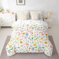 thumbnail image 2 of jejeloiu Cute Flowers Blossom 7pcs Bedding Comforter Set,Colorful Floral Butterflies Queen Bedding Sets,Cartoon Tulip Daisy Queen Sheet Sets For Girls Kids,Breathable Home Decor Reversible, 2 of 8