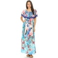 thumbnail image 5 of Sakkas Tara Women's Long Maxi Boho Off Shoulder Summer Casual Dress Floral Print - TLB256-Blue - One Size Regular, 5 of 5