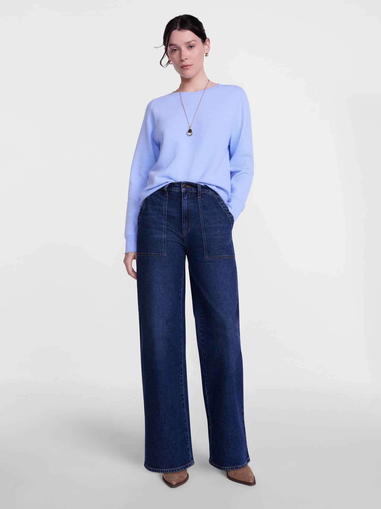 Scenario Women's High Rise Utility Jeans, 31" Regular and 29" Short Inseam, Sizes 0-20