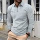 thumbnail image 1 of Blusa y camisa de manga larga con cuello vuelto para hombre, informal, de manga larga, con cremallera y solapa a rayas, blusa de manga larga con cuello vuelto, blusa de poliéster para hombre, 1 of 9