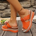thumbnail image 4 of Wensltd Women Wide Width Sandals Wedge Solid Color Summer Sandals Comfortable Wedge Heel Casual Outdoor Walking Shoes, 4 of 9