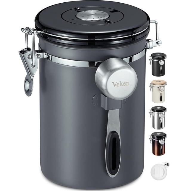 Bote de café Veken hermético de acero inoxidable de 650 ml con cuchara