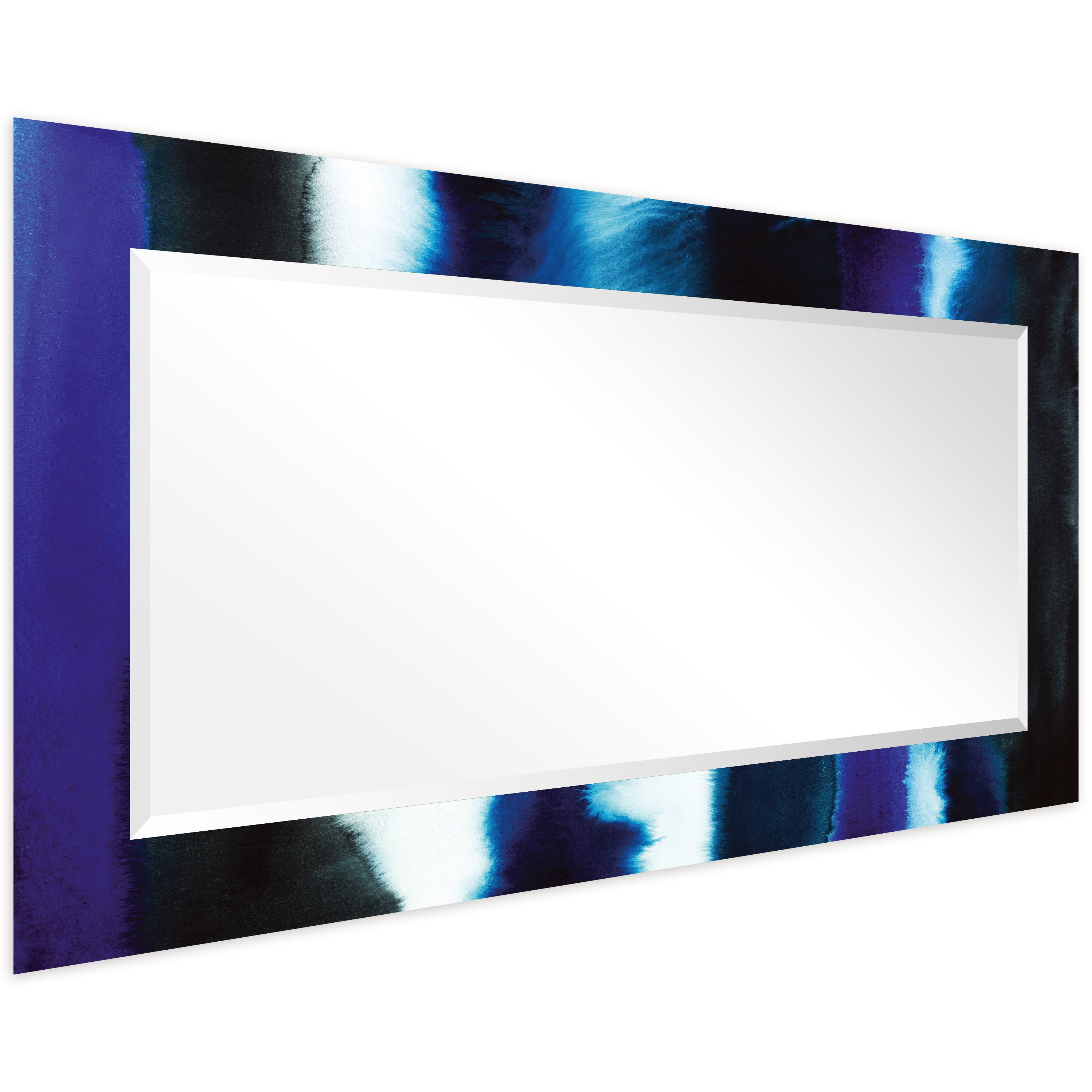 Empire Art Direct Run Off Rectangular Beveled Mirror on Free Floating Printed Tempered Art Glass - Clear - 54" x 28"