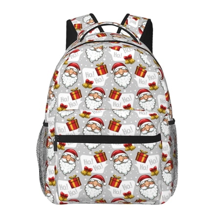 Defioc Christmas Santa Claus Pattern Laptop Backpack Travel Backpack Outdoor Activities Bag Daypack for Travel Hiking Shopping Daily