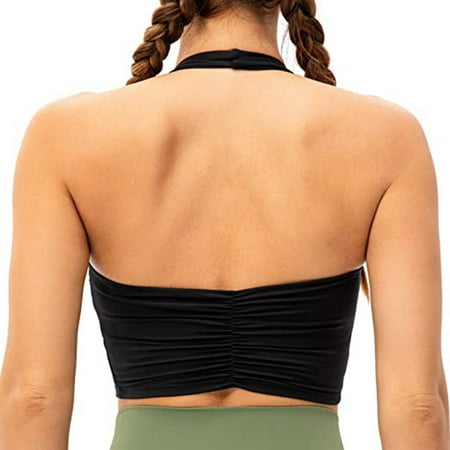 OJSFQUFP Plunge Bras for Women Black Women s Gallus Sports Bra Yoga Bralette Crop Bras Top Soft Breathable Bra for Everyday Life Soft Bra M