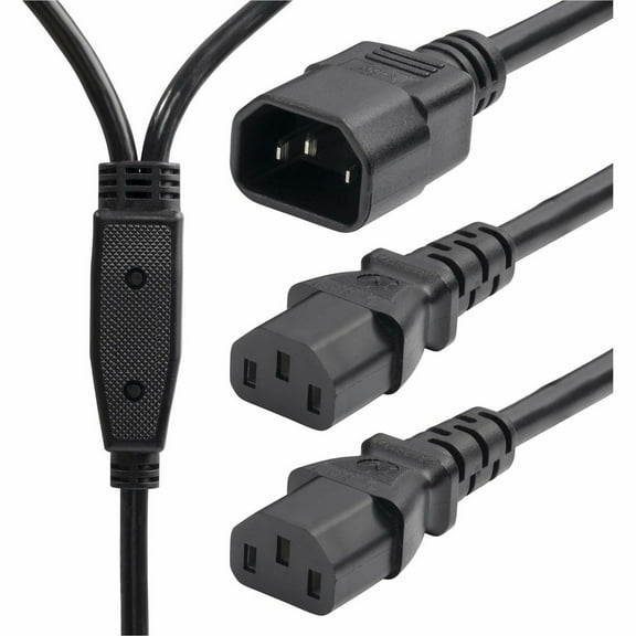 StarTech 6ft 1.8m Power Cord Splitter IEC 60320 C14 to 2x C13 AC Power Cable 10A 250V 18AWG UL Listed