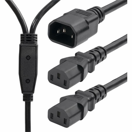 StarTech 6ft 1.8m Power Cord Splitter IEC 60320 C14 to 2x C13 AC Power Cable 10A 250V 18AWG UL Listed Components 87238600POWERCORD