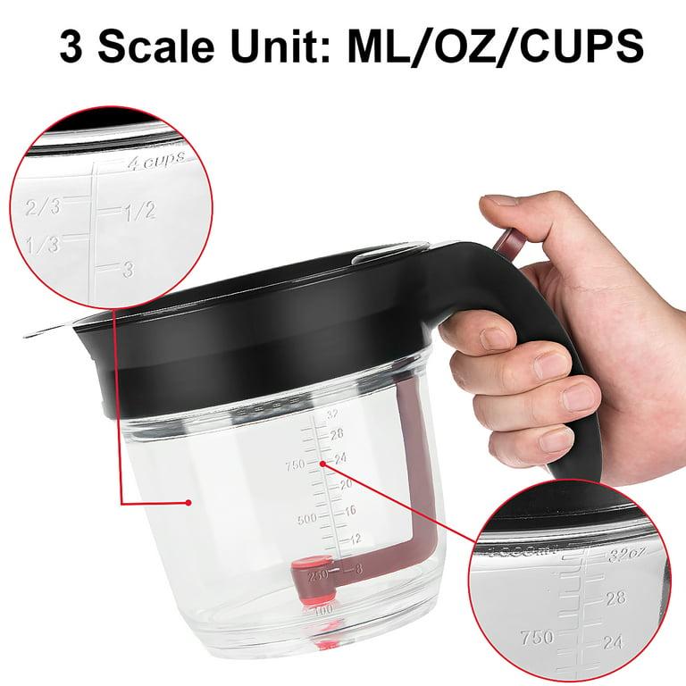 Fat Separator Measuring Cup And Strainer With Bottom Release For Gravy  Sauces And Other Liquids With Oil Grease To Give You Healthier And Better