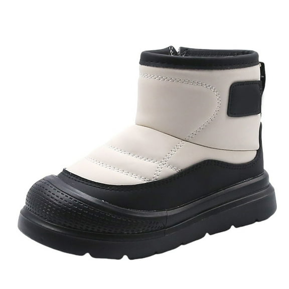 XXWXYD Boots Fashion Autumn and Winter Children Boots Boys and Girls Ankle Boots Thick Soles Non Slip Classic Casual Solid Color Simple British Style(4-4.5 Years,Black)