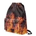 thumbnail image 2 of Xoenoiee Fire Print Drawstring Backpack for Men & Women, Lightweight Large Capacity Gym Sack Daypack String Cinch Bag with Zipper Pocket for Shopping Travel Sport Yoga, 2 of 8