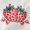 thumbnail image 5 of KPOPLK Toddler Girls Clothes Summer Outfits Ruffle Sleeve Waffle Knit Tops Cute Strawberry Print Elastic Waist Shorts with Pockets 1t 2t 3t 4t 5t(18-24 Months,White), 5 of 8