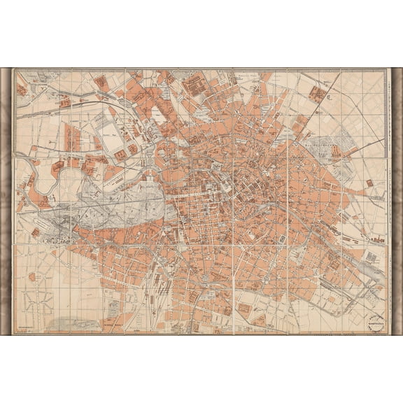 24"x36" Gallery Poster, Berlin, Germany Map c1877