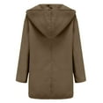 thumbnail image 4 of Women Single Breasted Hooded Jacket Casual Shawl Collar Jacket Pea Coats Loose Trench Coats Long Overcoat Khaki S, 4 of 5