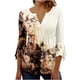 thumbnail image 1 of Blusa de verano para mujer con estampado de pliegues sexy y mangas 3/4 con cuello en V y botones OAVQHLG3B Store  lin121212, 1 of 5