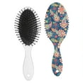 thumbnail image 2 of Retro Hippie Hair Brush, Artistic Pattern Paddle Detangler Comb, Rustic Earthy Style Gift Brush, 2 of 5