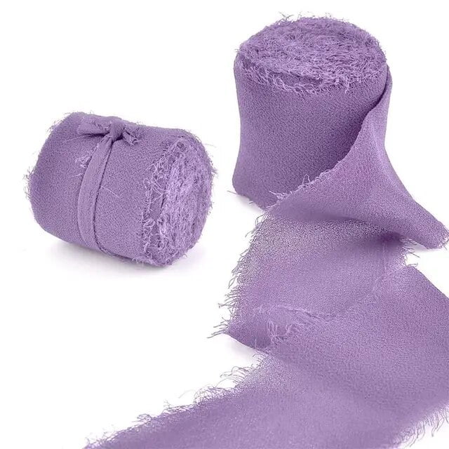 Edged Chiffon Ribbon Silk-Like Ribbons Wedding Invitation Bouquet Fabric Ribbons 4cmx5m Christmas Decoration Gift Wrapping
