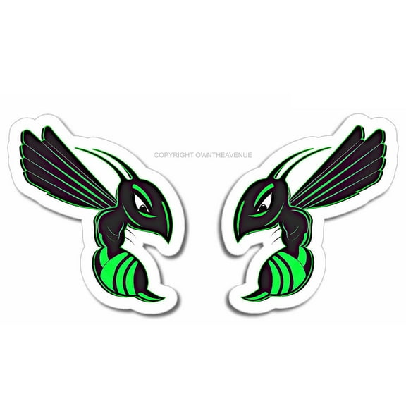 x2 Green Hornet Bee Car Truck Hot Rod Auto Window Bumper Vinyl Sticker - R/L Face