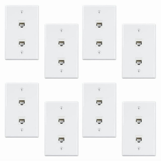 Paquete de 8 Placas de Pared Ethernet de 2 Puertos, Cat6 Hembra A Hembra Conector de Pared RJ45 Acoplador en LíNea Salida de Pared,