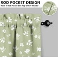 thumbnail image 3 of Floral Kitchen Curtains 24 Inch Length Sage Green Window Curtain Over Sink Spring Small Short Tier for Bathroom Cafe Rod Pocket (2 Panels, 27.5" W x 24" L), 3 of 6