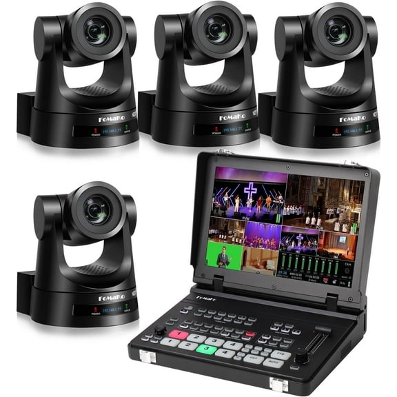 FoMaKo 1080P 30X NDI PTZ Camera Bundle(KN30A x4 M5)