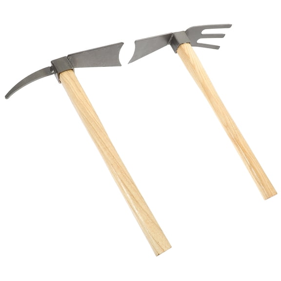 LEORX 2Pcs Sturdy Gardening Hoe Set with Wood and Manganese Steel for Outdoor Garden Use