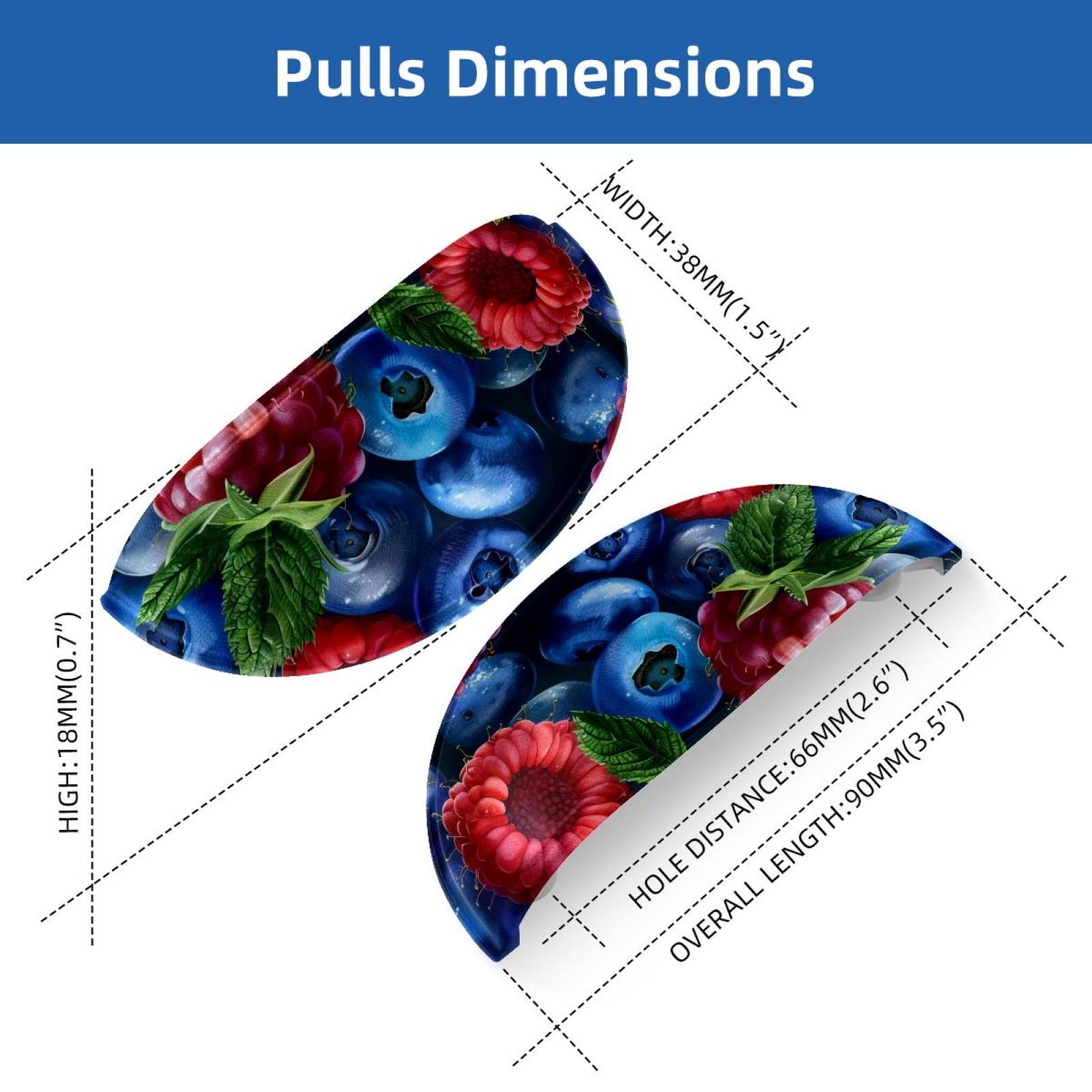PhooArto 6 Pcs Cup Drawer Pulls, Blueberry Raspberry Pattern Shell Shape Handles Cabinet Knobs for Dresser Cupboard Closet Wardrobe with Screws