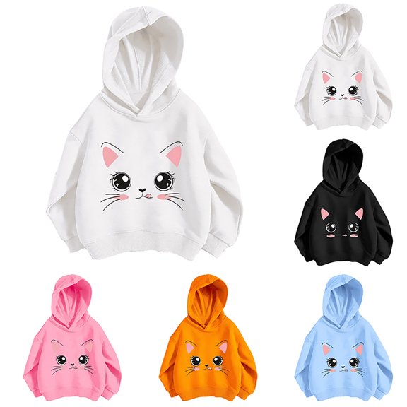 CAIXIA Girls Sweatshirts Crew Neck Cute Long Sleeve Novelty Print Drop Shoulder Pullover Tops Outfits Girl Clothes