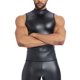 thumbnail image 4 of Chaqueta de cuero de corte ajustado con cuello alto para hombre: chaleco de cuero sintético, manga corta, diseño con cremallera, estilo motero (M-XXXXL), para salir por la noche de forma informal., 4 of 6