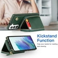 thumbnail image 4 of Samsung Galaxy S22 Crossbody Wallet Case, Zipper Pocket Phone Case Cross Body Strap with RFID Blocking Carring Bag Credit Card Premium Leather For Samsung Galaxy S22, Darkgreen, 4 of 9