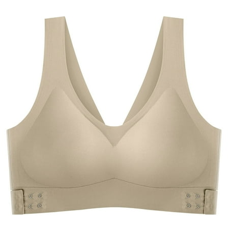 YHGFVOKJ Bras for Women Push Up Sports Seamless Soft Bra Vest Sleep Underwear Wireless Padded Seamless Bra Plus Size Bras for Women Khaki M