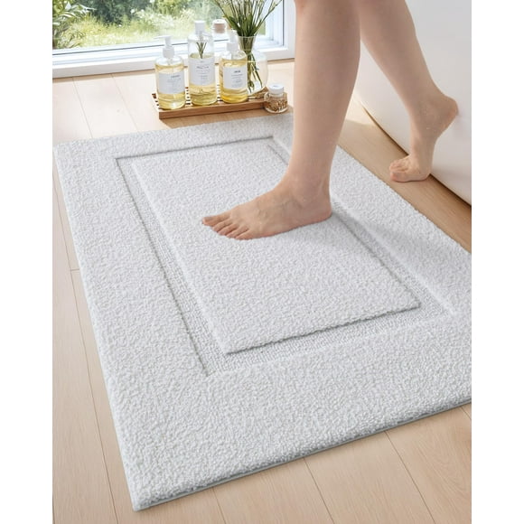 Alfombra de baño DEXI, lavable y antideslizante, 80 x 50 cm, color blanco