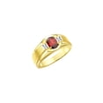 thumbnail image 3 of RYLOS Men's Rings Yellow Gold Plated Silver Classic 7X5MM Oval Gemstone & Diamond Ring Garnet January Birthstone Rings For Men, Silver Rings, Size 10, 3 of 7