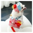 thumbnail image 4 of Cats Puppy Costume Sun Hat Leash Vest Harness 3Pcs Set Cute Plaid Pattern Cartoon Plush Decor Pet Accessories for Cat Small Dog Gift Choice (Red,S), 4 of 5