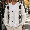 thumbnail image 2 of Mens Cardigan Sweaters Argyle Plaid Button Down V Neck Knit Long Sleeve Loose Knit Outerwear Sweaters Tops, 2 of 6