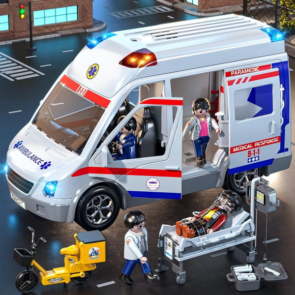 Ambulance Toy MSKOLER Play para niños de 3 a 8 años con luz y sonido