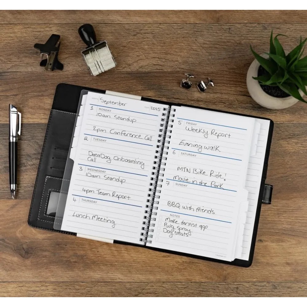 See It Bigger Padfolio Planner, Medium (6.5" x 9"), Black, UNDATED