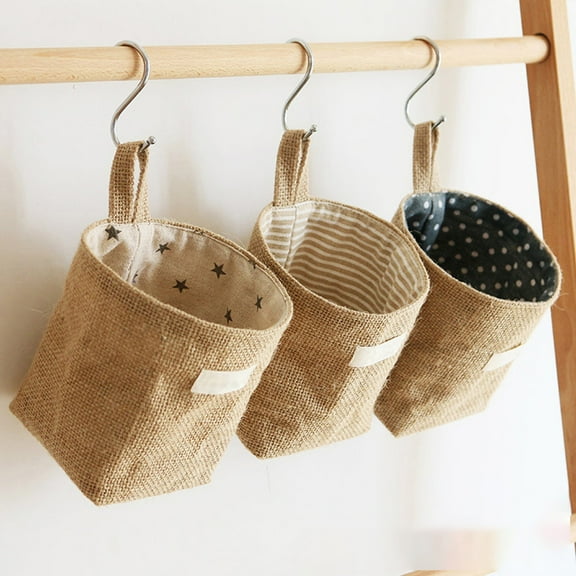 Niceauty Wall Hanging Organizer Bag in Khaki Nonwoven Fabric for Storage with Large Opening Design and Sticky Hooks 1 Piece
