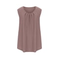 thumbnail image 4 of ALLLIST Women's Tops Brown Solid Pleated Sleeveless Crew Neck Tank Tops Tank Tops Women XL, 4 of 6
