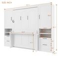 thumbnail image 4 of Full Size Murphy Bed with 2 Closets, Wooden Murphy Cabinet Bed Frame with 4 Drawers and Open Shelves, Hidden Foldable Wall Bed for Home Office, White, 4 of 9