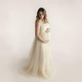 thumbnail image 2 of Gyujnb Square Neck Sleeveless Soft Tulle Maternity Maxi Gown Empire Waist Flowy Sweep Train Solid Dress for Maternity Photoshoot Formal Outfit,XL, 2 of 6