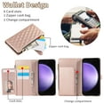 thumbnail image 7 of Crossbody Case for Samsung Galaxy S24 Ultra Case Wallet, PU Leather Case with Card Holder Kickstand, Handbag Zipper Flip Cover with Shoulder & Wrist Strap for Galaxy S24 Ultra Men Women, Rosegold, 7 of 7