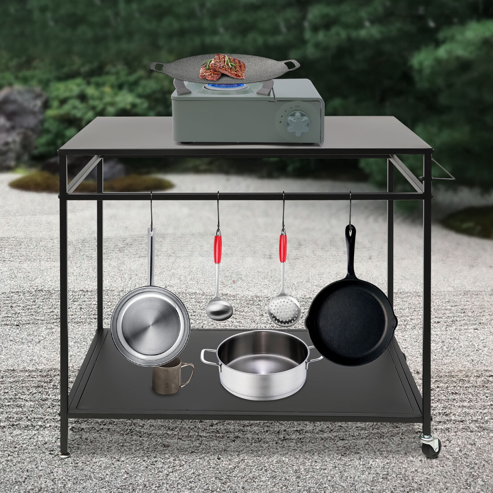 Kitchen Prep Table BBQ Grill Bar Cart Outdoor Griddle Cooking Stainless Steel