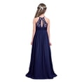 thumbnail image 2 of Manyakai Kids Girls Halter Neck Princess Flower Girl Dress Floral Lace Chiffon Wedding Bridesmaid Navy Blue 12, 2 of 7