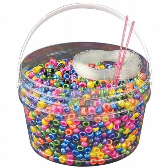 The Beadery - Kandi Kids Bucket, Pearl Multi - 1.5 Lbs Beads, Cord, Needles - 6500989