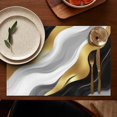 thumbnail image 4 of Black Marble Gold Line Pattern Summer Placemats Table Placemats Set Of 6-Linen Kitchen Washable Placemats Table Mats 11.8"x17.7" Non-Slip Heat Resistant, 4 of 5
