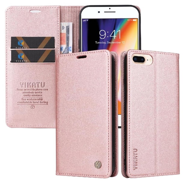 Funda para iPhone 6 Plus/6S Plus Estuche de Cuero PU Tipo Cartera con Ranuras para Tarjetas y Cierre Magnético