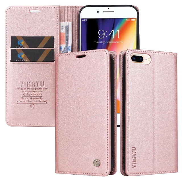 Funda para iPhone 6 Plus/6S Plus Estuche de Cuero PU Tipo Cartera con Ranuras para Tarjetas y Cierre Magnético