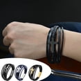 thumbnail image 2 of Bracelets Mens Distinctive Layered Black Band Accessory Notch Crafted for Everyday Wear,19 cm,Gold, 2 of 9