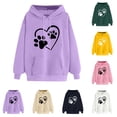 thumbnail image 4 of Women's Hearts Print Hoodies Casual Loose Drawstring Daily Pullover Tops Fashion Long Sleeved Comfortable Sweatshirts Black XXXL, 4 of 5